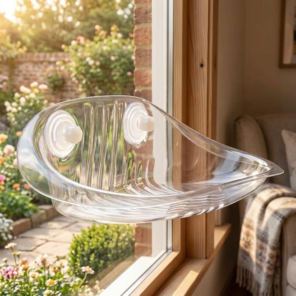 Cat Hammock Window Cat Bed with 4 Powerful Suction Cups, Small Resting Perch for Indoor Cats, Suction Cup Cat Bed and Window Glass Mount