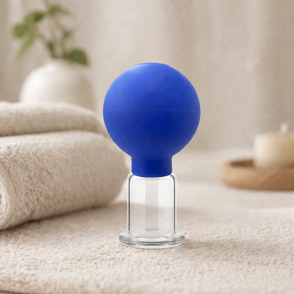 Blue Glass Cupping Set, Fire Cupping Set with Silicone Bulbs, Vacuum Suction for Massage & Beauty, Hijama Facial Cupping Set