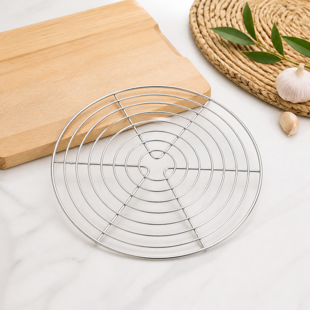 Round Cooling Rack, 304 Stainless Steel Roasting Rack for Oven, Heavy Duty 32cm Silver Baking & BBQ Grill