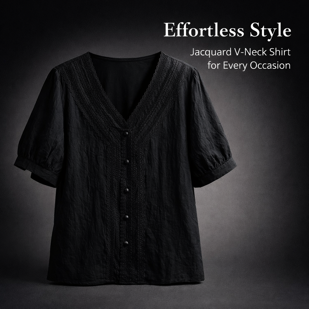 Plus Size Womens Clothing Dressy Casual V-Neck Short Sleeve Tops, High Jacquard Blouses for Spring Outfits, Breathable Shirts for Work