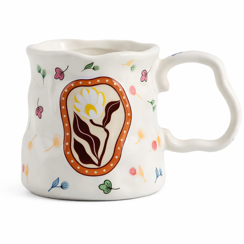 Coffee with Handle for Adults, Single Layer Round Cup for Breakfast, for Home Use, 380ml Capacity Gift Box
