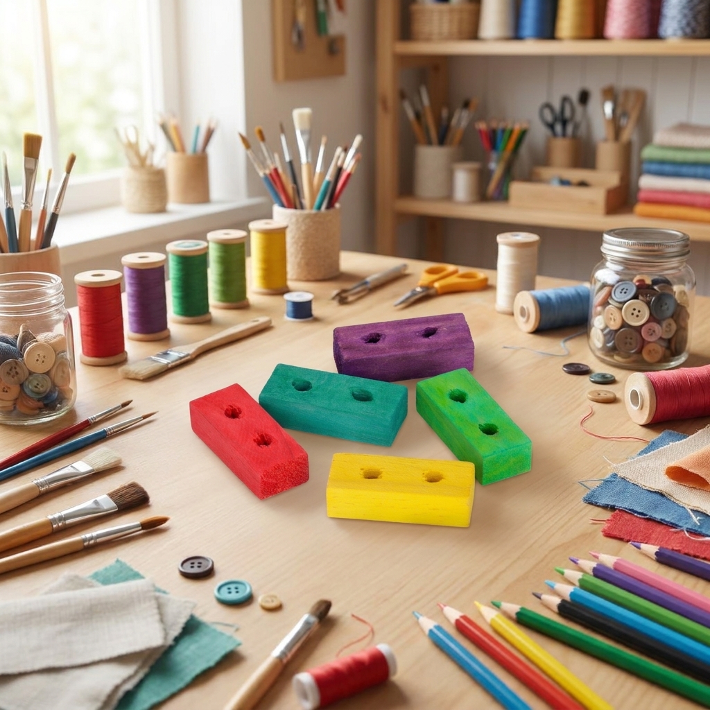 DIY Bird Toys Making Parts, Multi-Color Parrot Wood Blocks with Pre-Drilled Holes, DIY Bird Enrichment for Macaws Cockatoos and African Grey