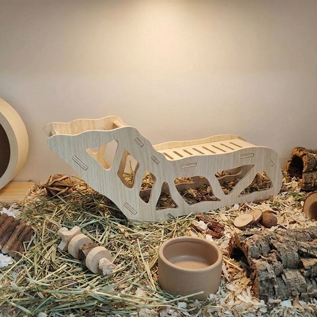 Small Irregular Cave Climbing Ladder Wood Hamster House, Small Hole Climbing Ladder Hamster Tunnel for Dwarf and Syrian Hamster Enrichment