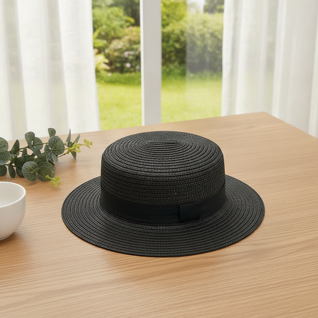 Kind Strohhut breite Krempe, Verstellbarer Sonnenhut für Strand - Produktbild 2