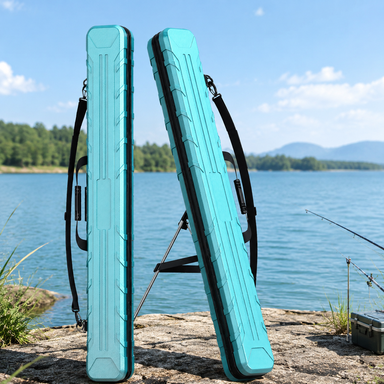Rod case 126cm hard shell fishing rod case PC plastic shock protection shoulder bag