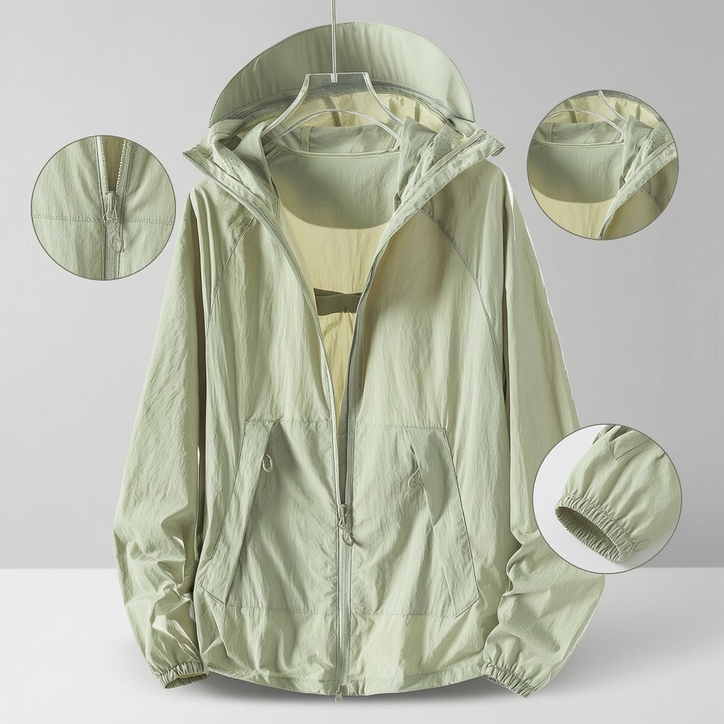 UPF 50+ Sun Protection Jacket for Women - Lightweight Long Sleeve Zip-Up Hoodie