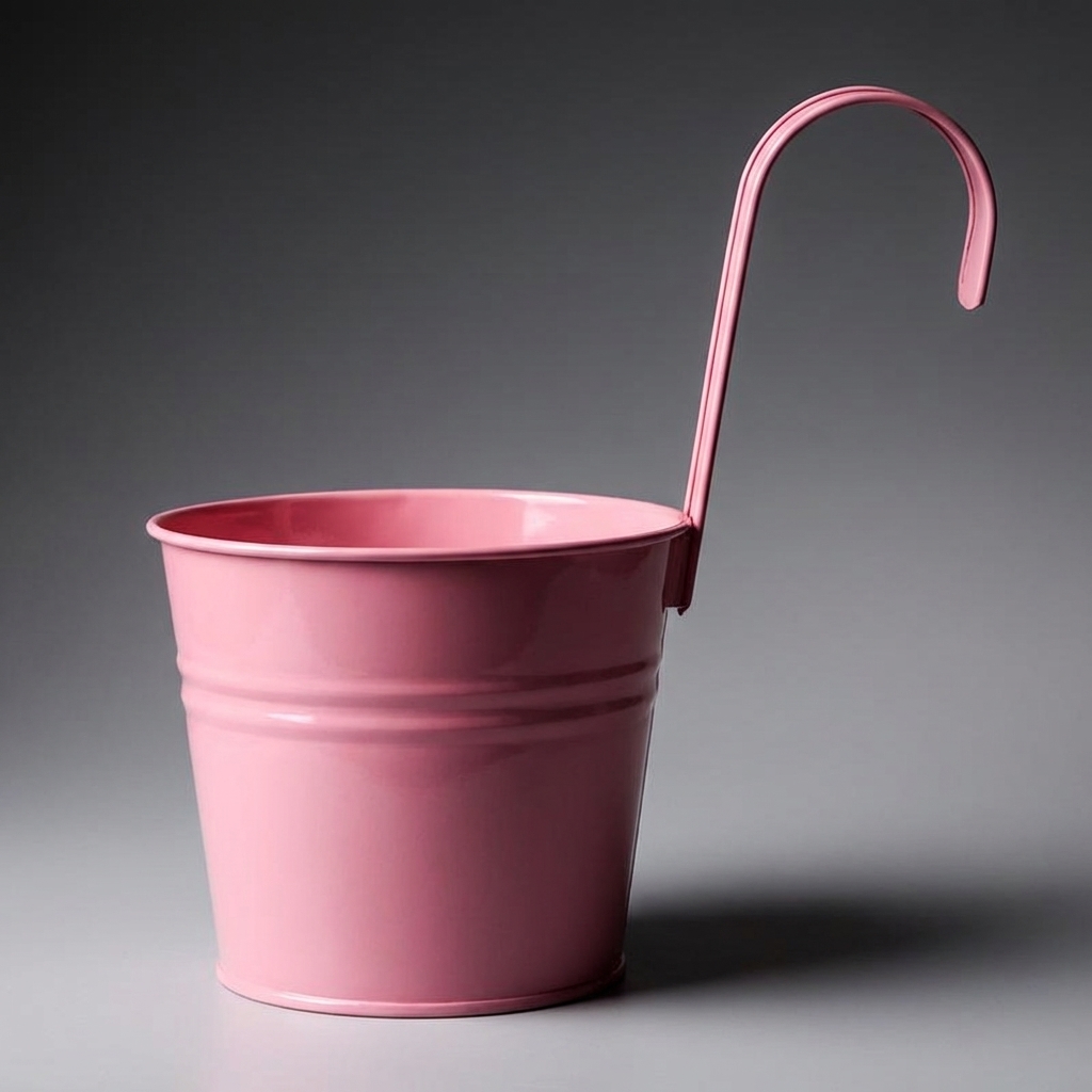 Plant Pots and Flower Pots for a Hanging Plant, Handmade Metal Bucket Wall Planter with Fixed Hook, Fence Hanging Planters