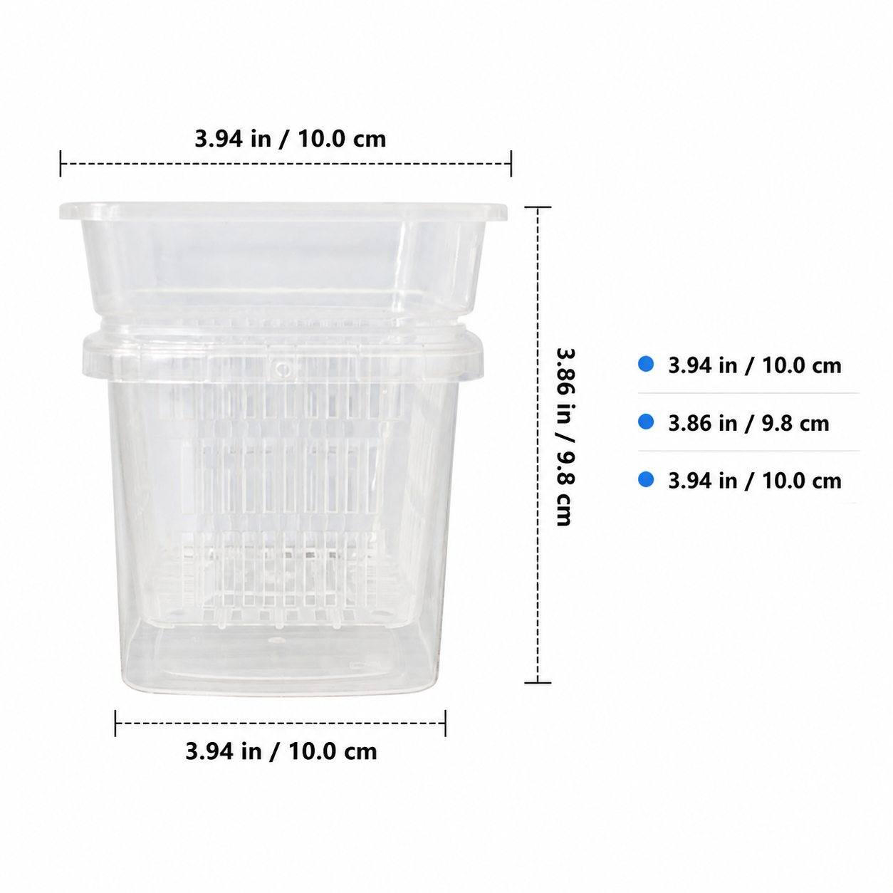 Clear Orchid Pot 3 Pack, Square Polypropylene Slotted Orchid Pot for Roots with Drainage System, Inner Outer Design for Repotting