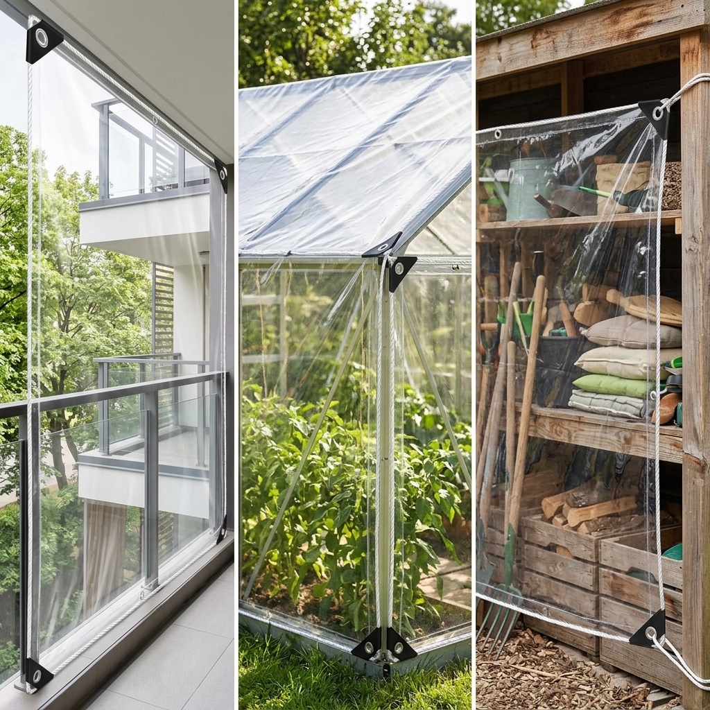 Transparente Plane mit Ösen, Wasserdichte Abdeckplane für Garten & Terrasse - Produktbild 3