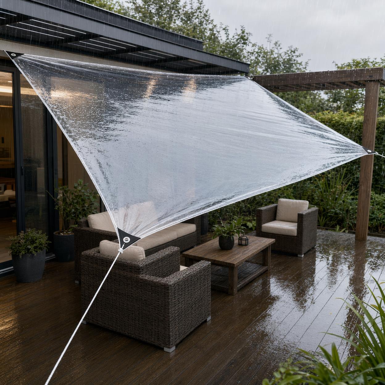Transparente Plane mit Ösen, Wasserdichte Abdeckplane für Garten & Terrasse - Produktbild 2
