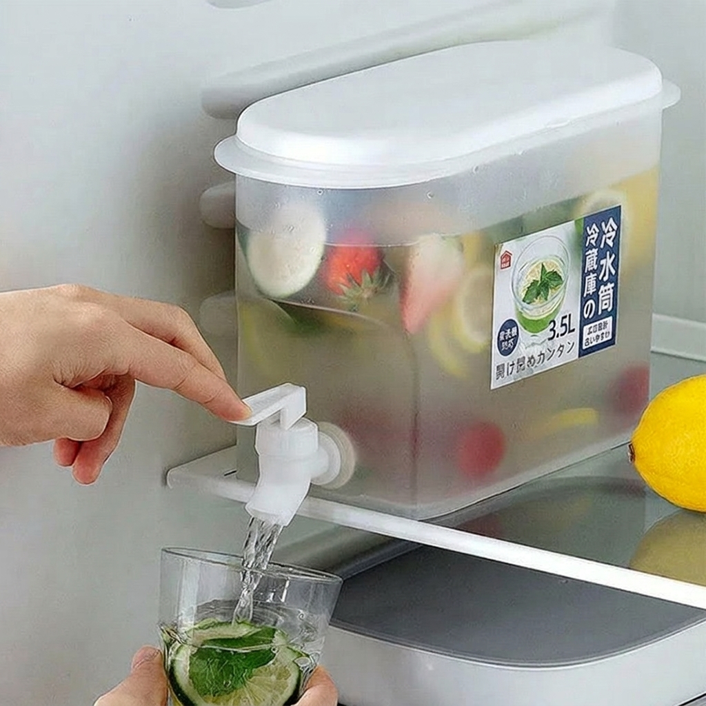 Water Dispenser and Compact Drink Dispenser, Rectangular Water Jug, Modern Minimalist Style Water Container for Cold Brew and Iced Tea Storage