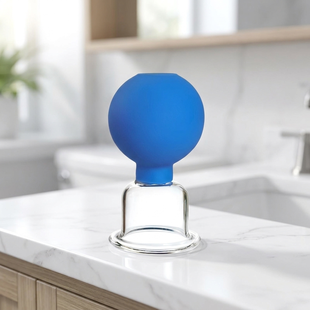 Cellulite care massage cupping cup suction bulb silicone blue post-exercise muscle fatigue relaxation