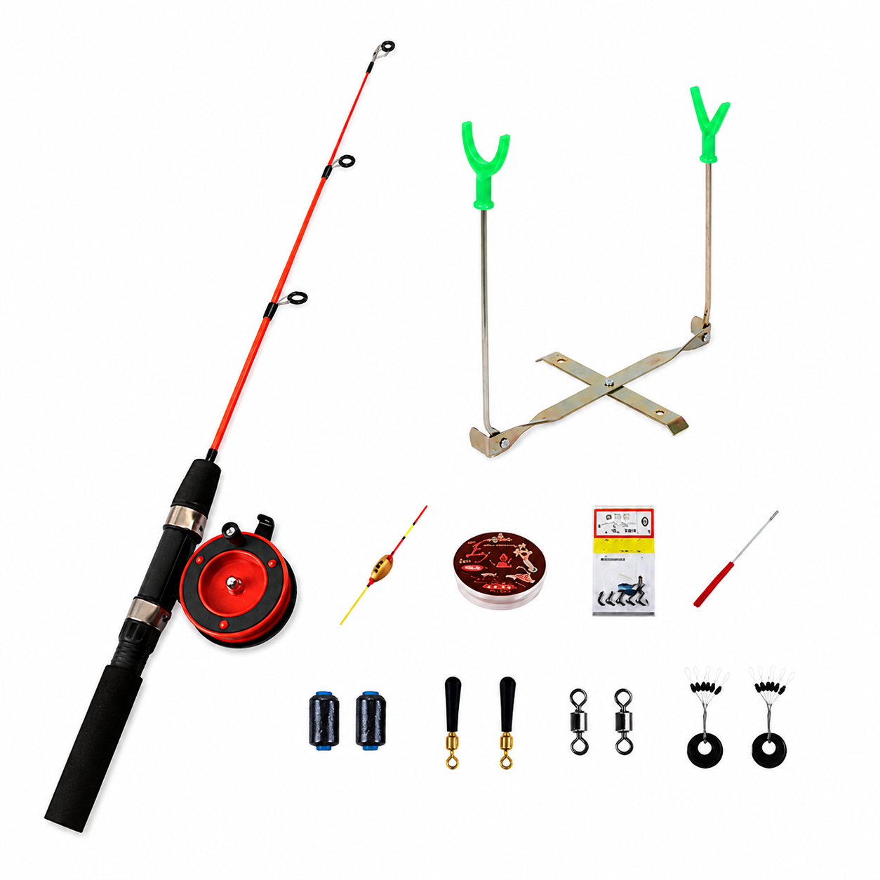 Panfish Ice Fishing Rod Set, 1.2m Fiberglass Ice Fishing Combo with Spinning