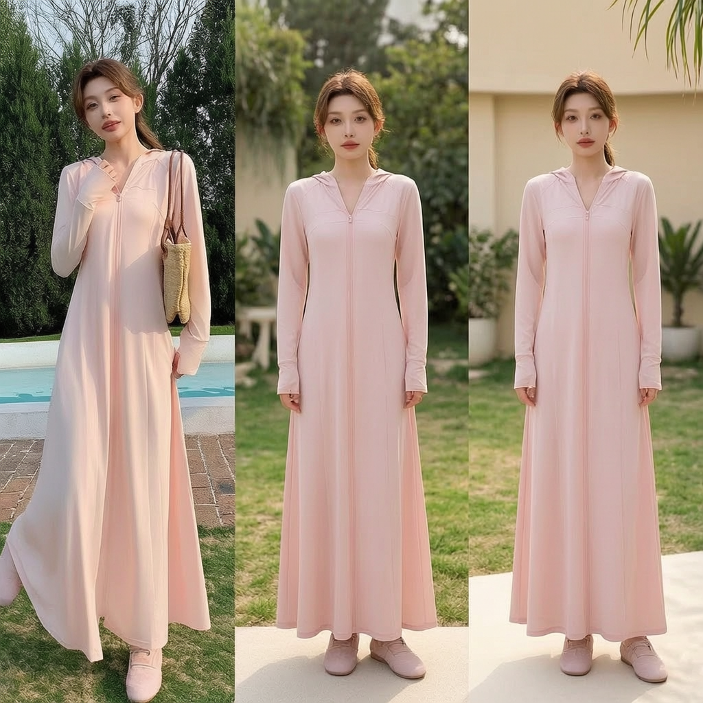 UPF40+ UV-Schutz-Kleid Damen mit Reißverschluss für Sommer & Strand - Produktbild 2