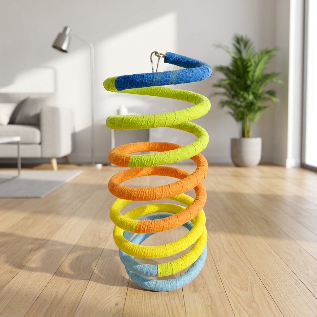 Parrot Toy Spiral Perch, Colourful Bird Swing and Tunnel for Avian Enrichment, Small Bird Toy Hideaway for Adult Animal Cage Decor