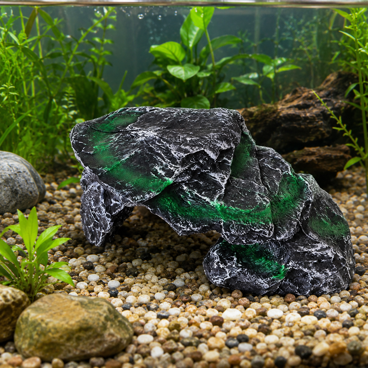 Resin Terrarium Cave For Reptiles, 13cm Basking Platform With 2 Ladder Ramps, Natural Stone Look Hide For Turtles, Lizards & Amphibians
