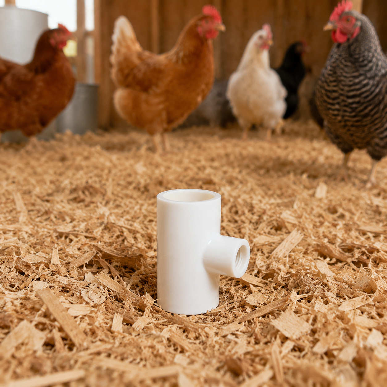 PVC Tee Fitting 1/2 inch, Chicken Waterer Tee Connector, 3 Way Coupling for Garden Irrigation, White
