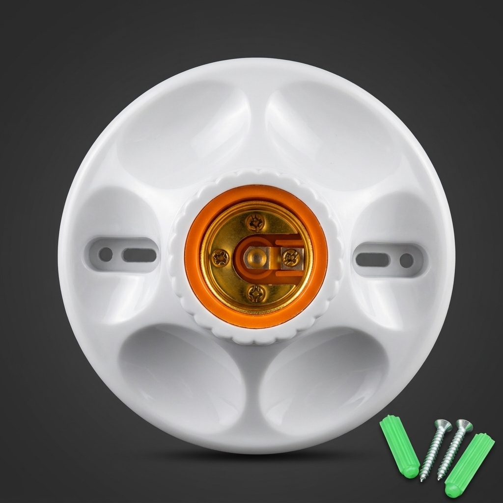 Ceiling Rose with E27 Lamp Holder for Home Lighting, Flame Retardant Round Shape Bulb Holder, Ceramic Light Fitting, Surface Mounted Fixture