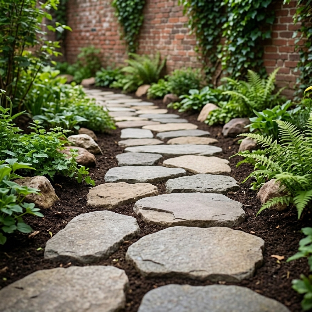 Grey Garden Stepping Stones, High Strength Stone Outdoor Landscaping Pavers, Slip Resistant Walkway Paving Stones