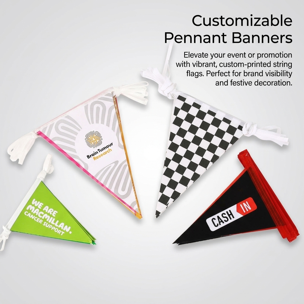 Custom Printed Pennant Banner Printing Triangle Flags on a String, Decorative Bunting Flag for Cars Birthday Party Supplies Racing Events Grand