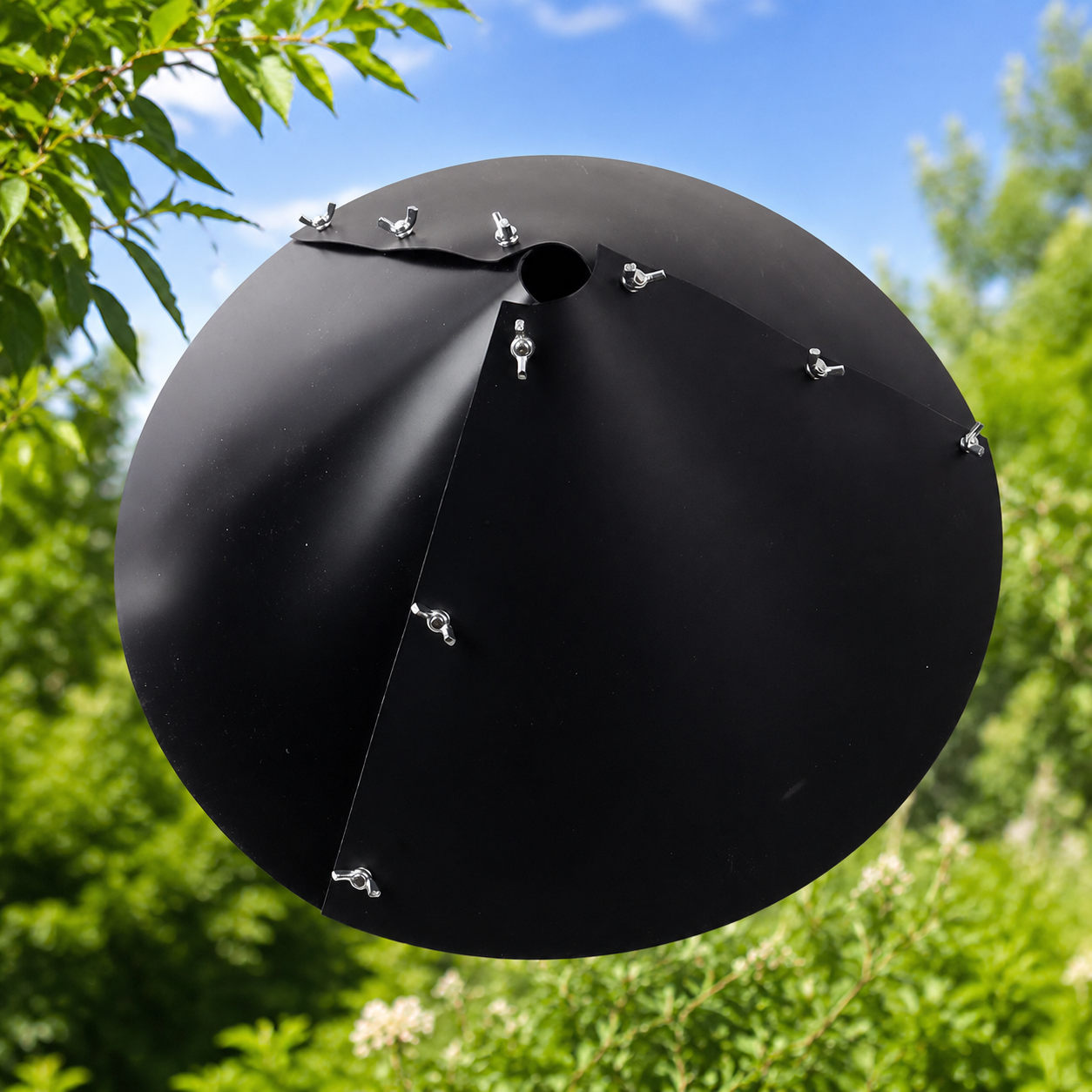 Squirrel-Proof Bird Feeder, Robust Metal Squirrel Guard, 25cm Matte Dark, Rotating Bird Feeder Guard for Garden Posts