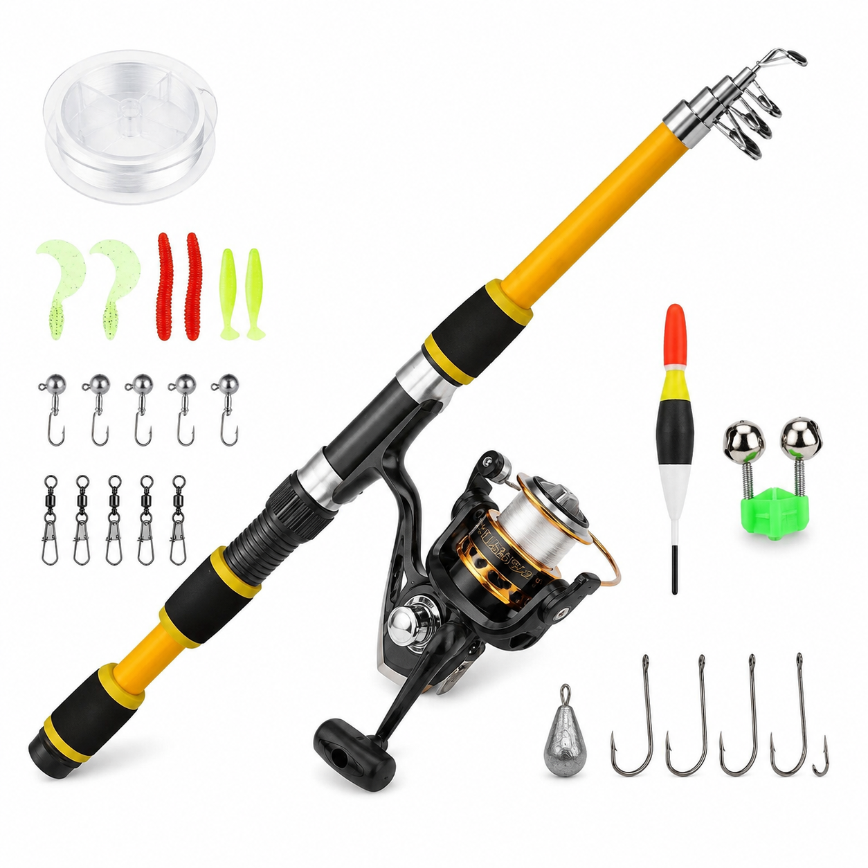 Telescopic Fishing Rod Set, 1.8m Fiberglass Saltwater Fishing Pole Kit,