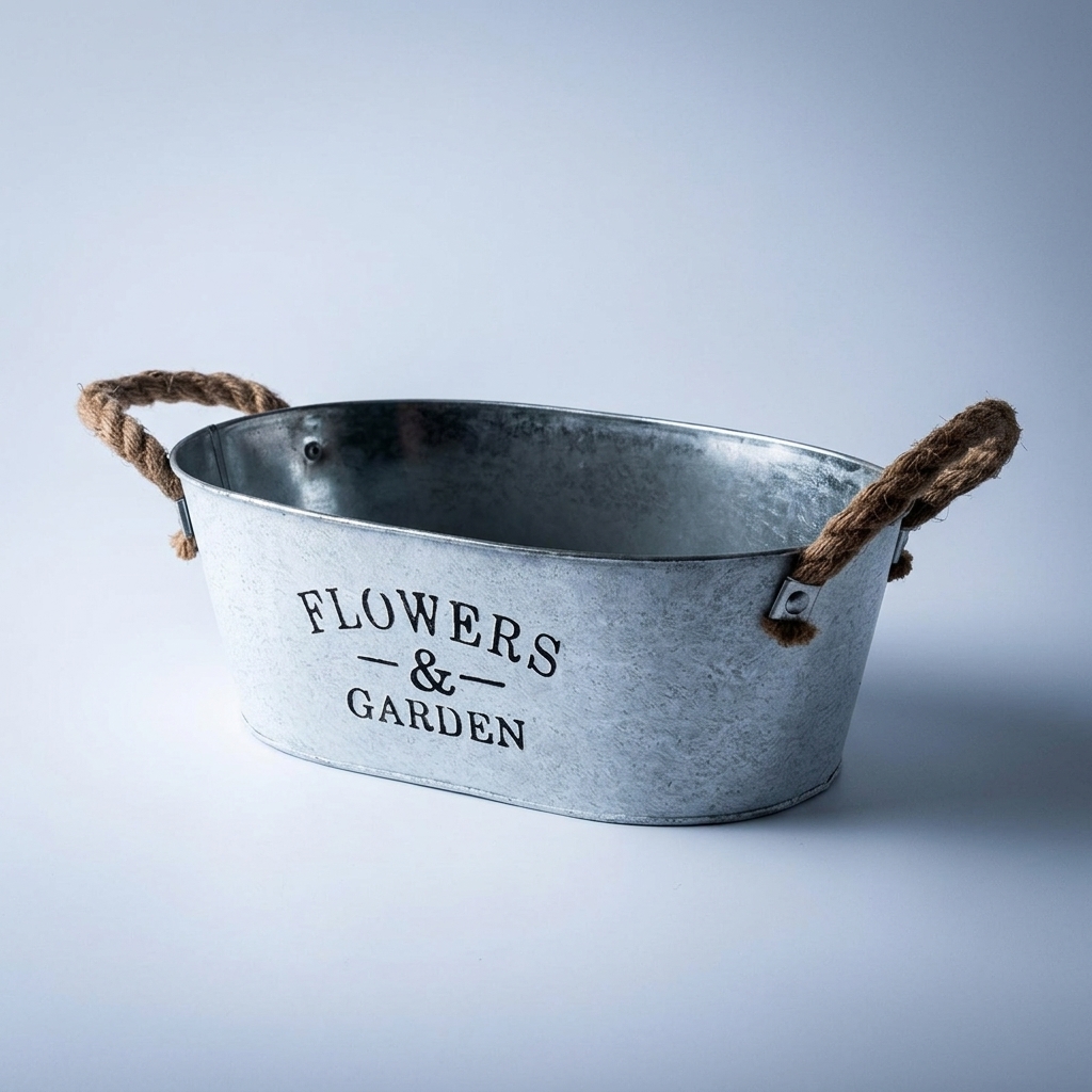 Plant Pots and Garden Planters for Flower Pots, White Metal Planter with Rope Handles, Outdoor Planter and Indoor Planter, Balcony Planter Style