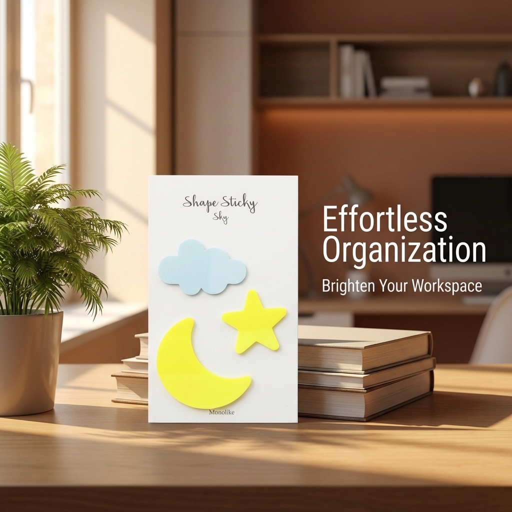 Cartoon Shaped Sticky Notes Set for Students, Transparent PET Material Bookmark Tabs for Studying, Colorful Index for Note Taking, 60 Sheets Moon