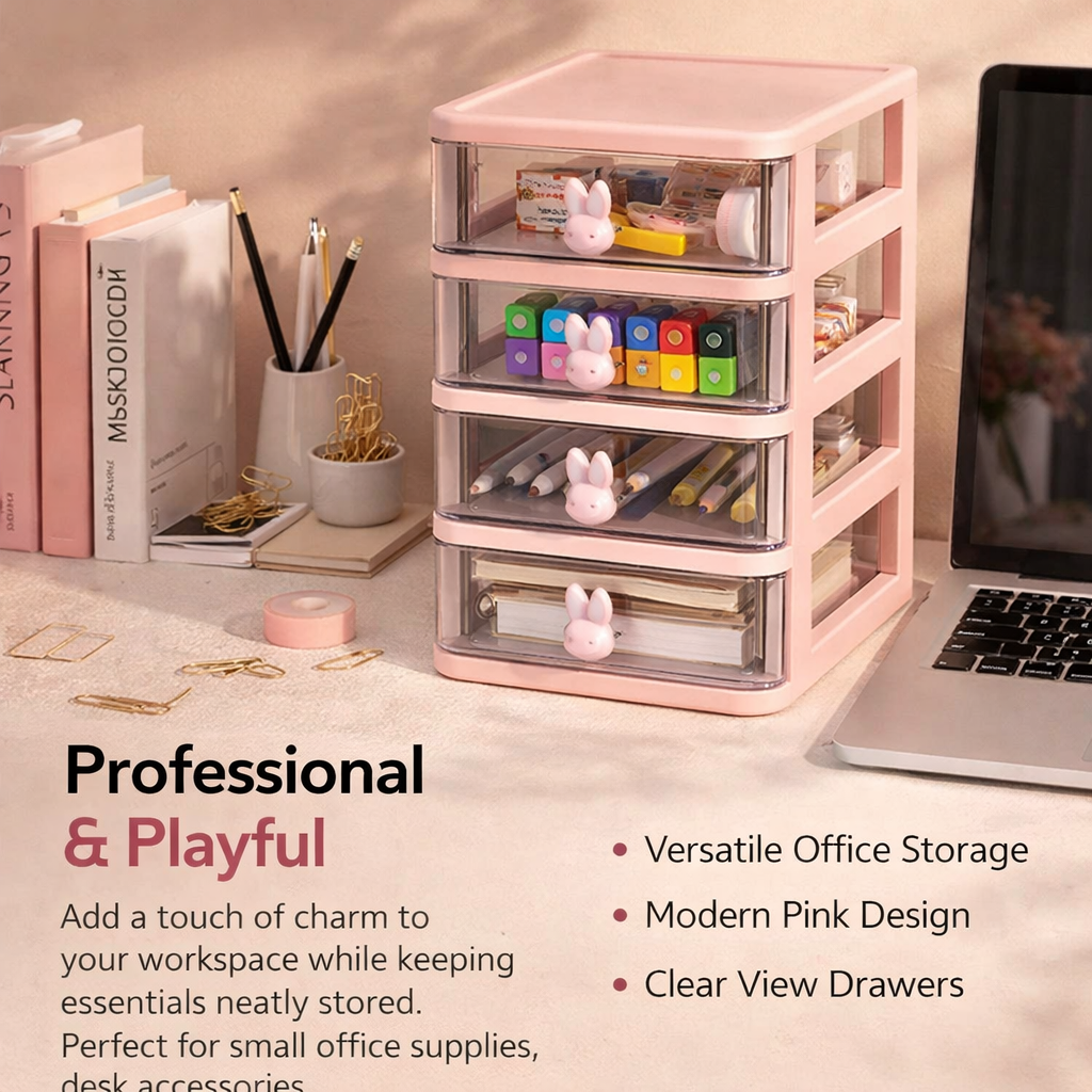 Drawer Organizer for Desk, Desktop Storage Box with Drawers, Stackable Multi-Layer Office Supplies White Pull-Out Compartments