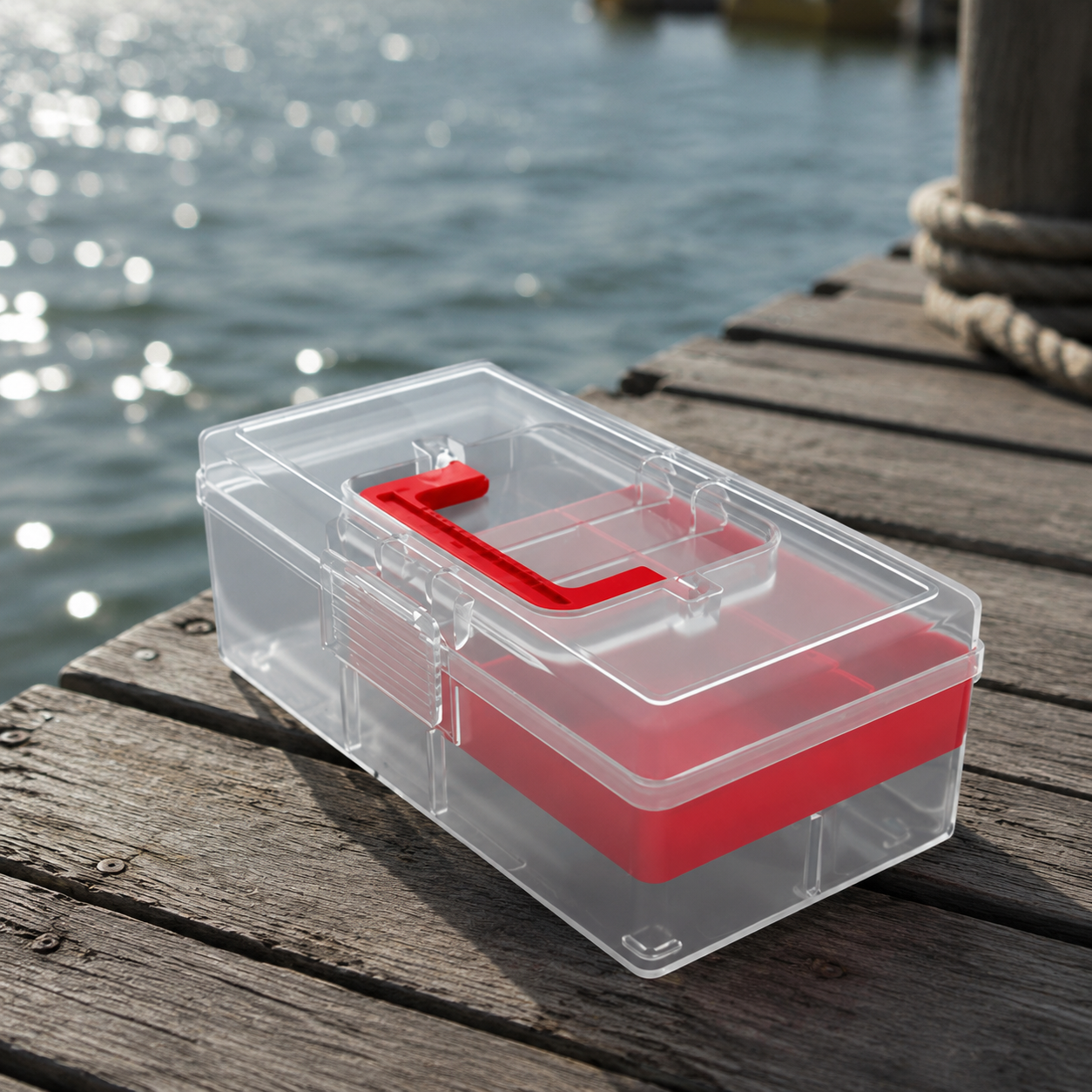 Tackle Box Lure Case Fishing Gear Storage Plastic With Divider 26cm×15cm×8.8cm Multi-Layer Structure